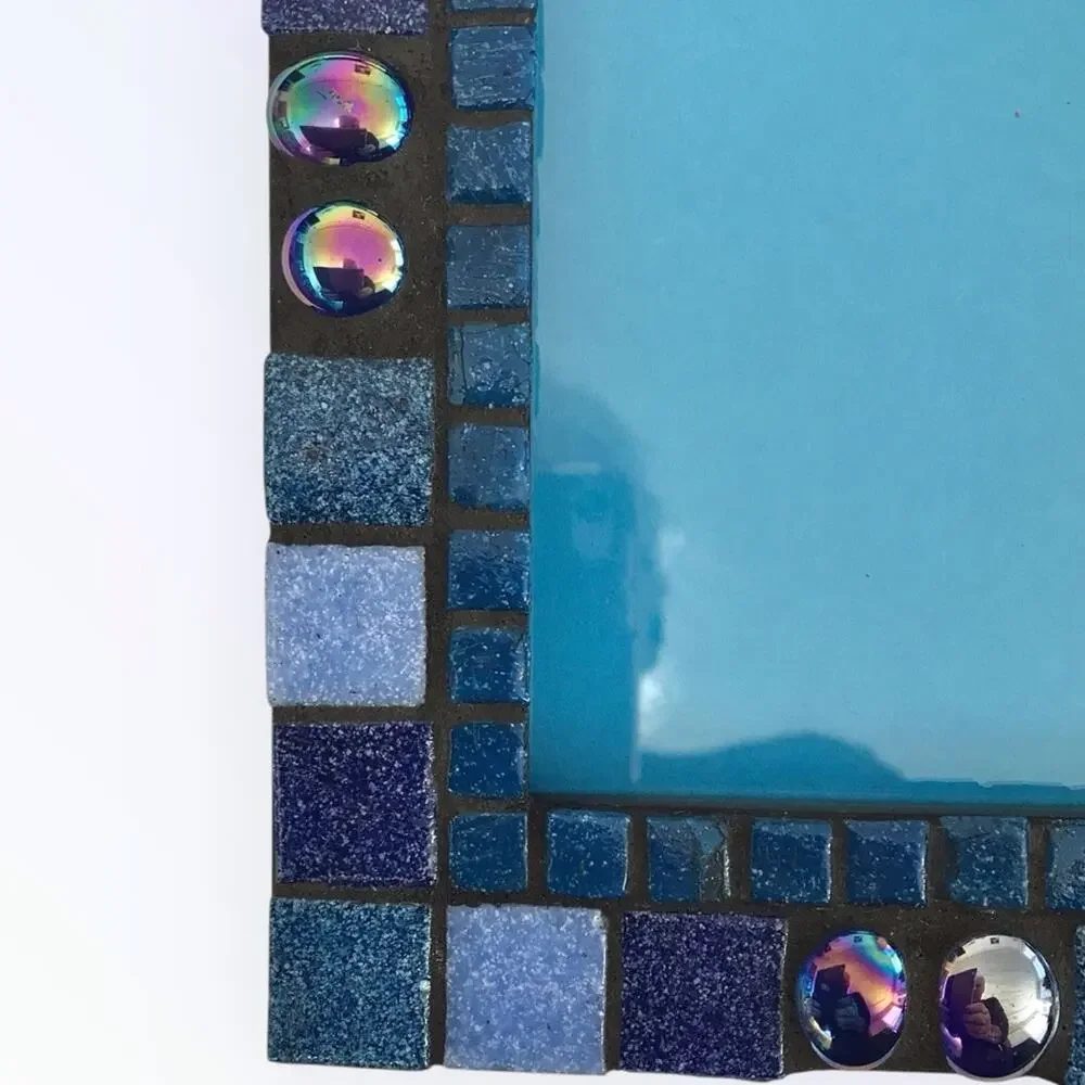 Mosaic Tile Blue & Teal Photo Frame Glass Fits 4 X 6 Picture